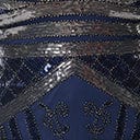  Unique Vintage Plus Size Dark Blue & Silver Deco Sequin Flapper Dress