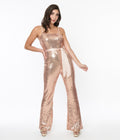 Unique Vintage Rose Gold Sequin Flare Jumpsuit