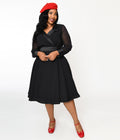  Vintage Style Black Polly Swing Dress