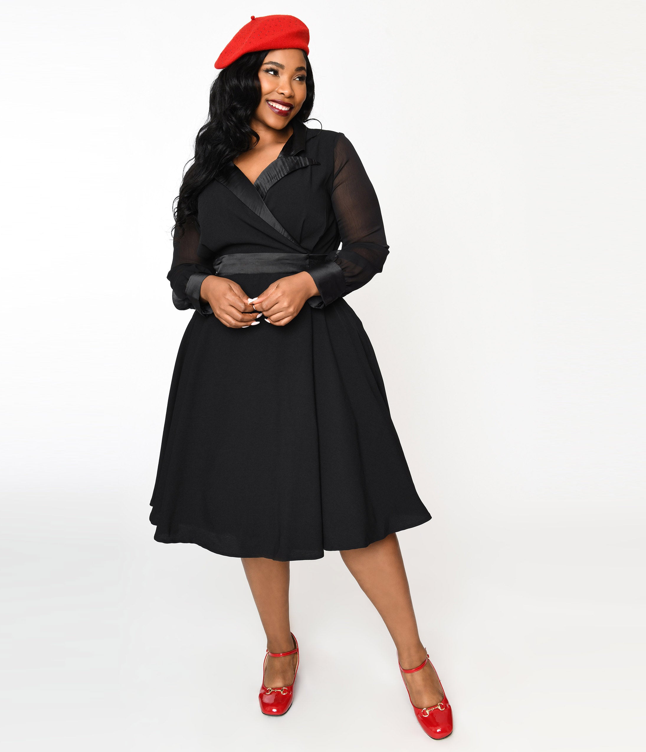  Vintage Style Black Polly Swing Dress