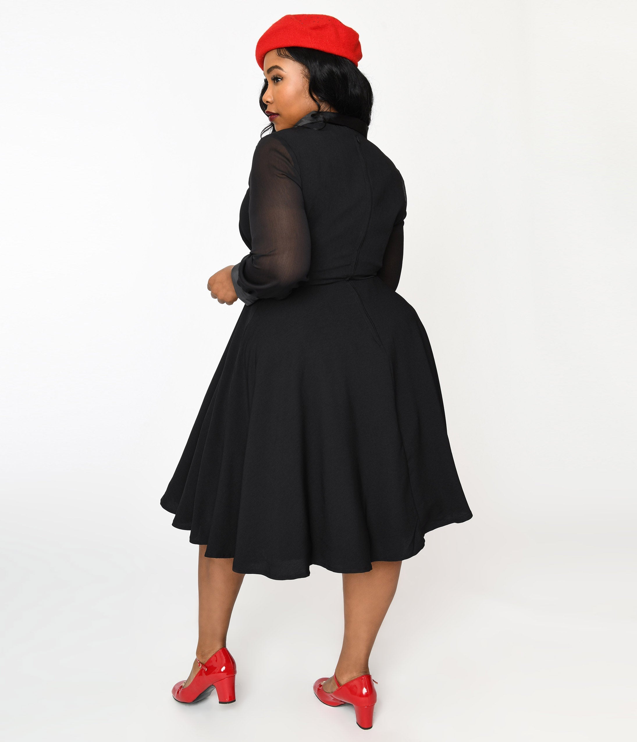  Vintage Style Black Polly Swing Dress