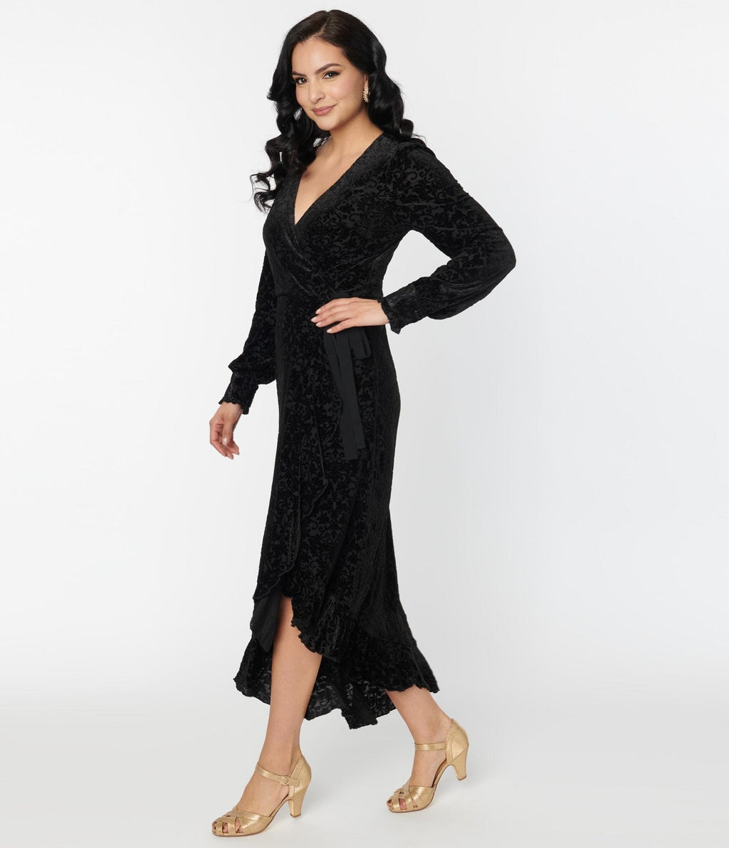  Voodoo Vixen Black Devore Gayle Wrap Dress