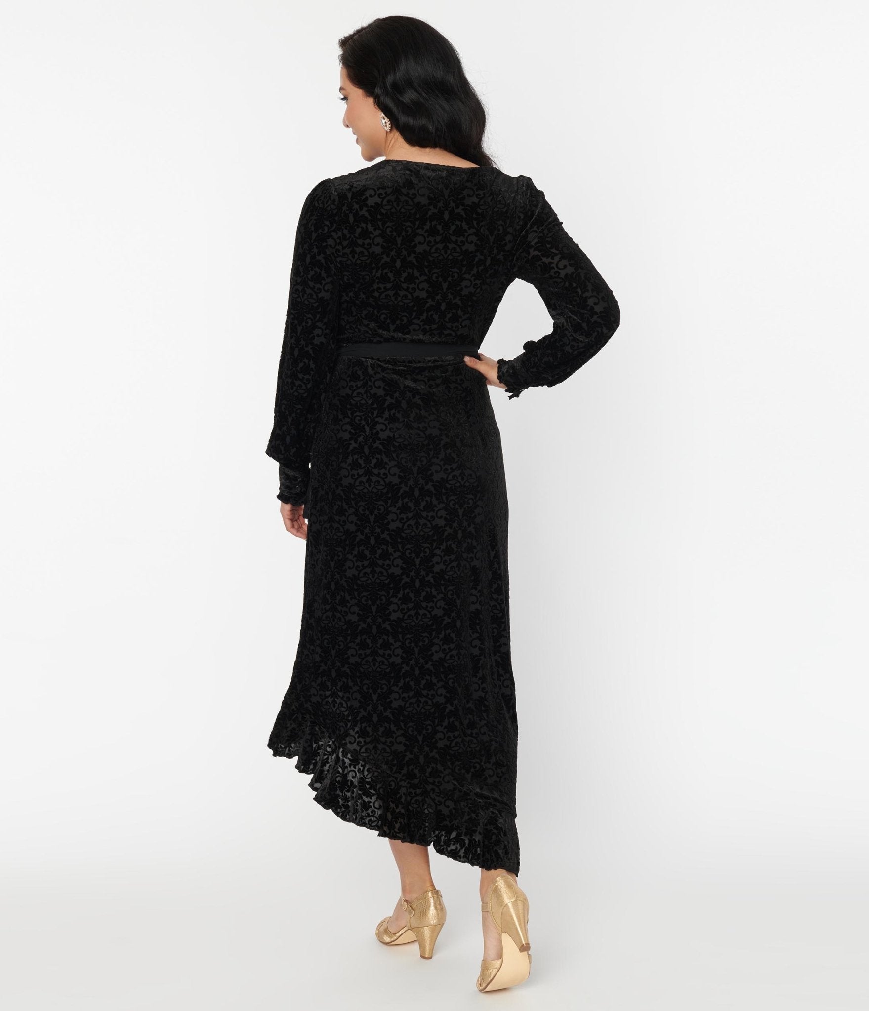  Voodoo Vixen Black Devore Gayle Wrap Dress