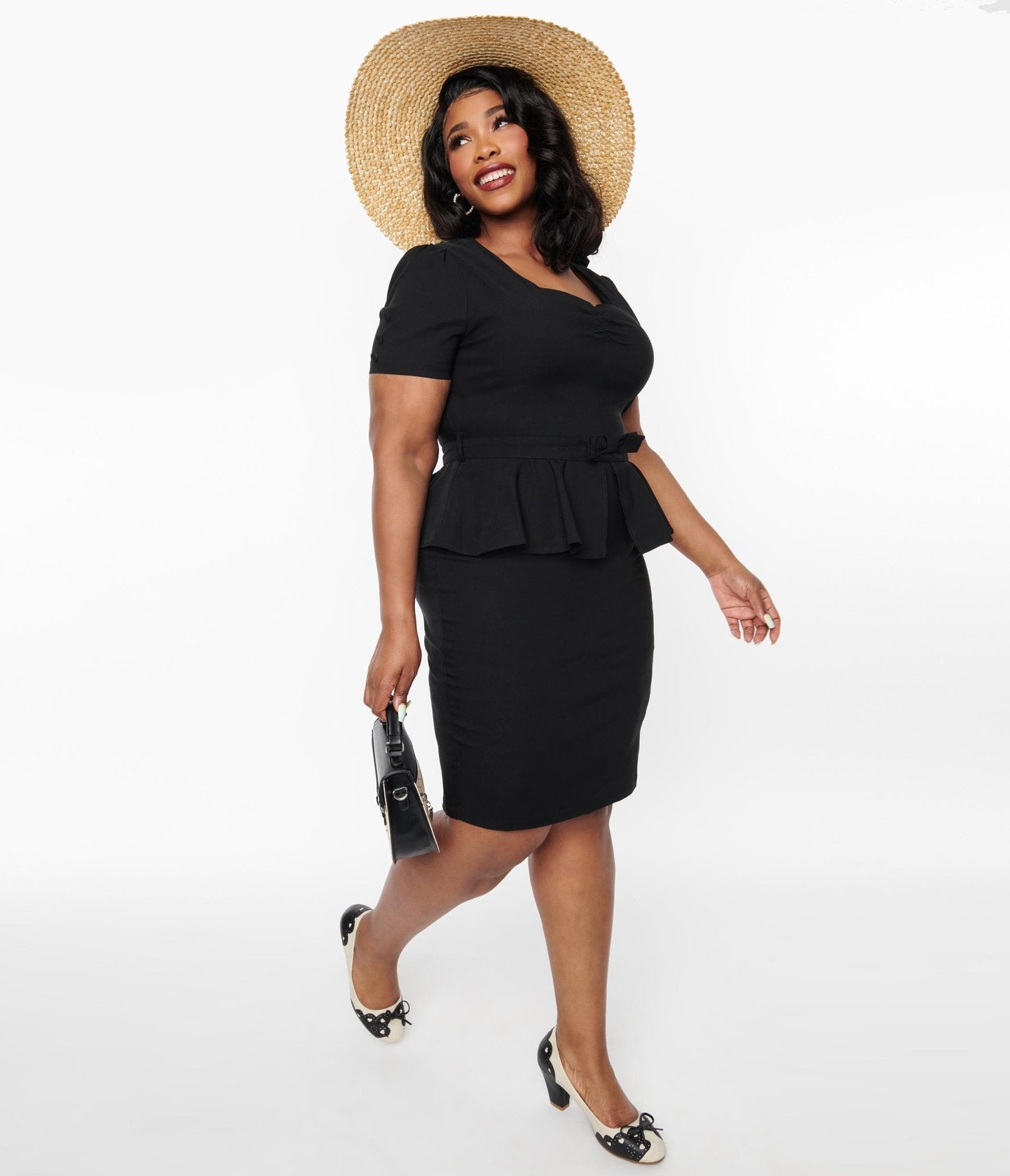  Voodoo Vixen Black Peplum Pencil Dress