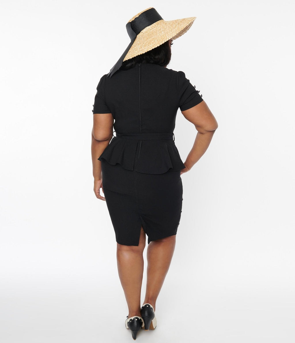  Voodoo Vixen Black Peplum Pencil Dress