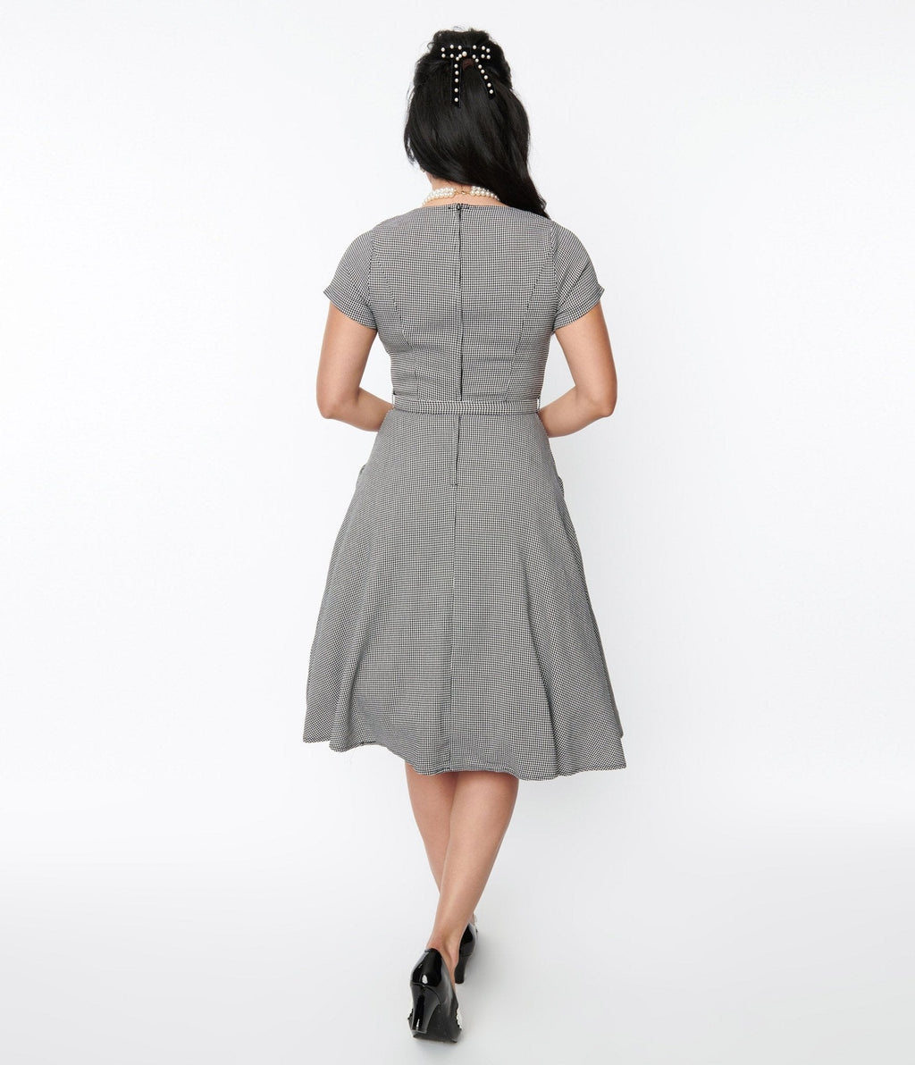  Voodoo Vixen Black & White Houndstooth Swing Dress