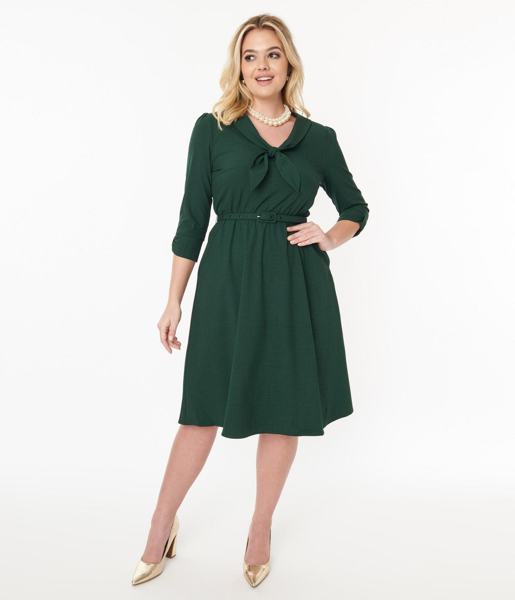  Voodoo Vixen Green Neck Tie Swing Dress