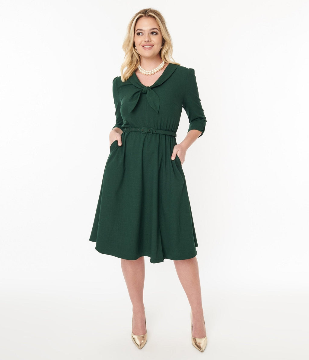  Voodoo Vixen Green Neck Tie Swing Dress