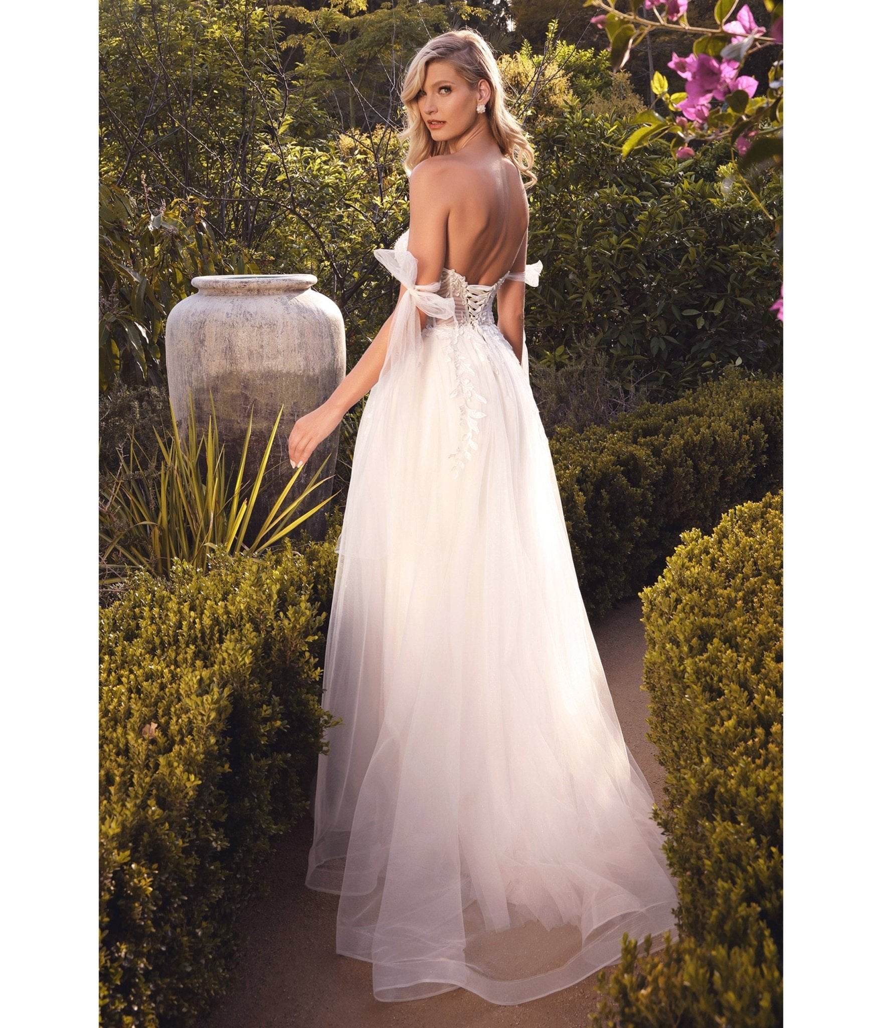  Cinderella Divine White Lace Bodice A-Line Ethereal Wedding Gown
