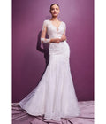  Cinderella Divine White Lace Long Sleeve Mermaid Bridal Gown
