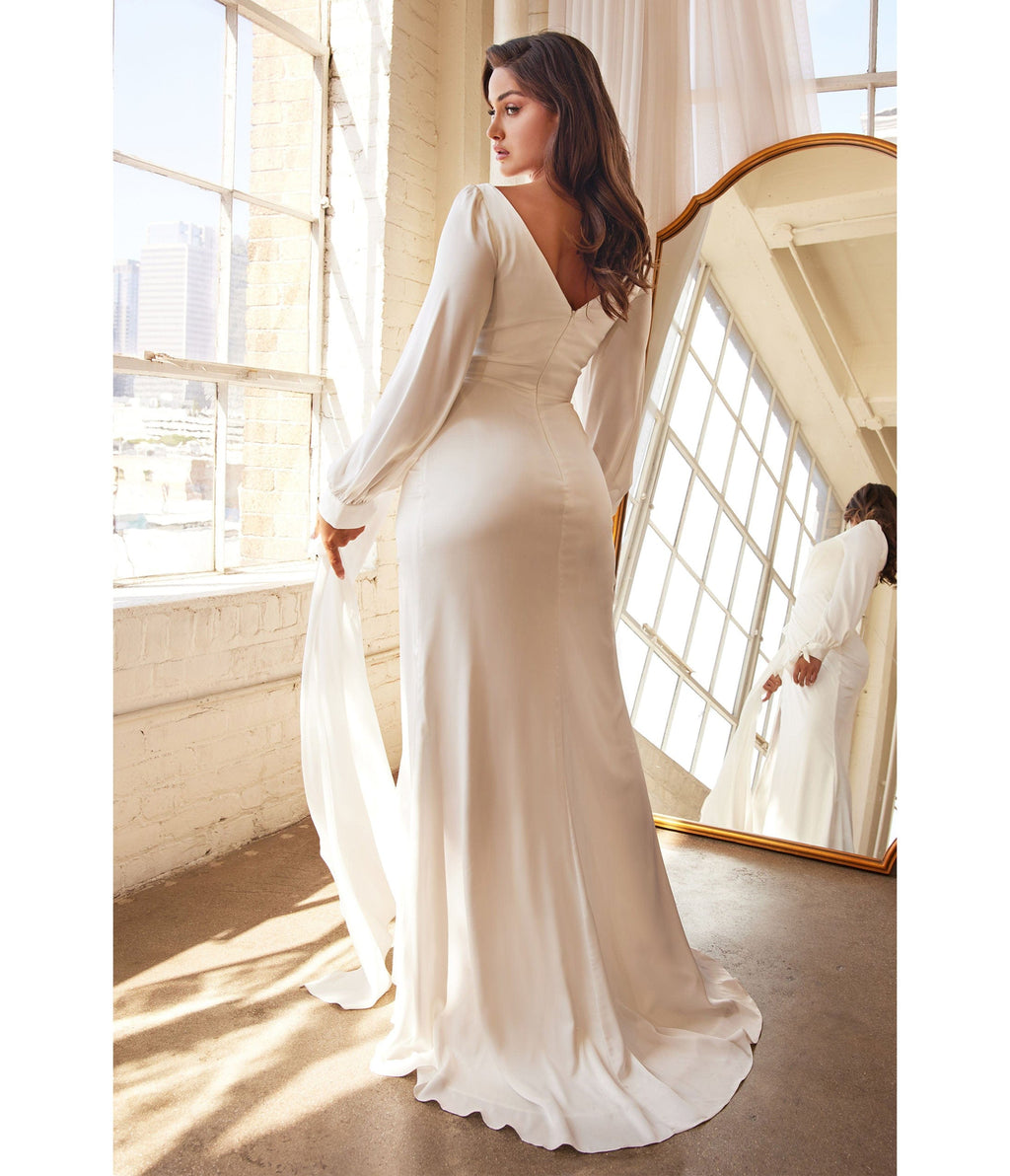  Cinderella Divine White Portrait Satin Bridal Gown