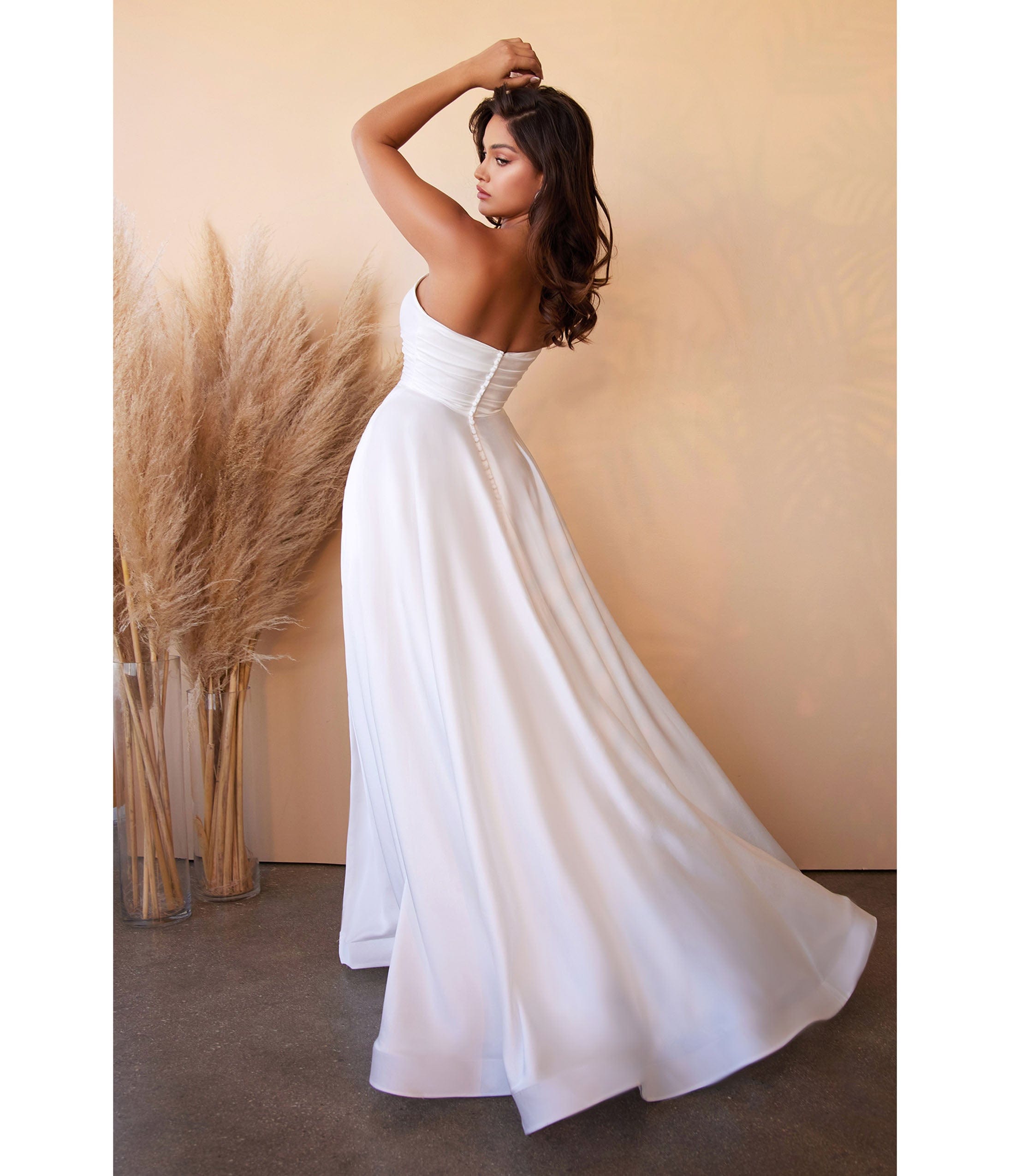  Cinderella Divine White Strapless Sweetheart Satin Bridal Gown