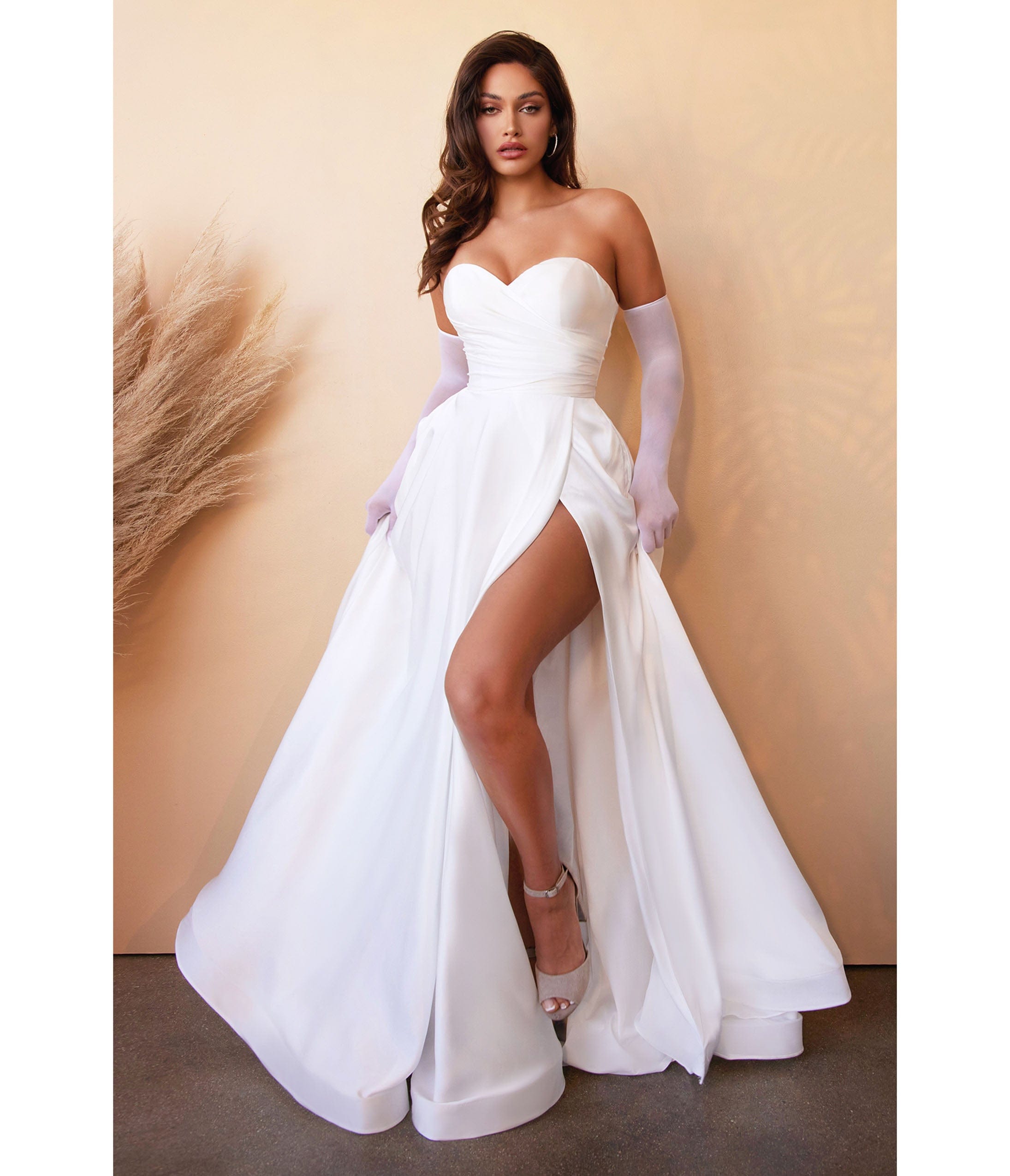  Cinderella Divine White Strapless Sweetheart Satin Bridal Gown