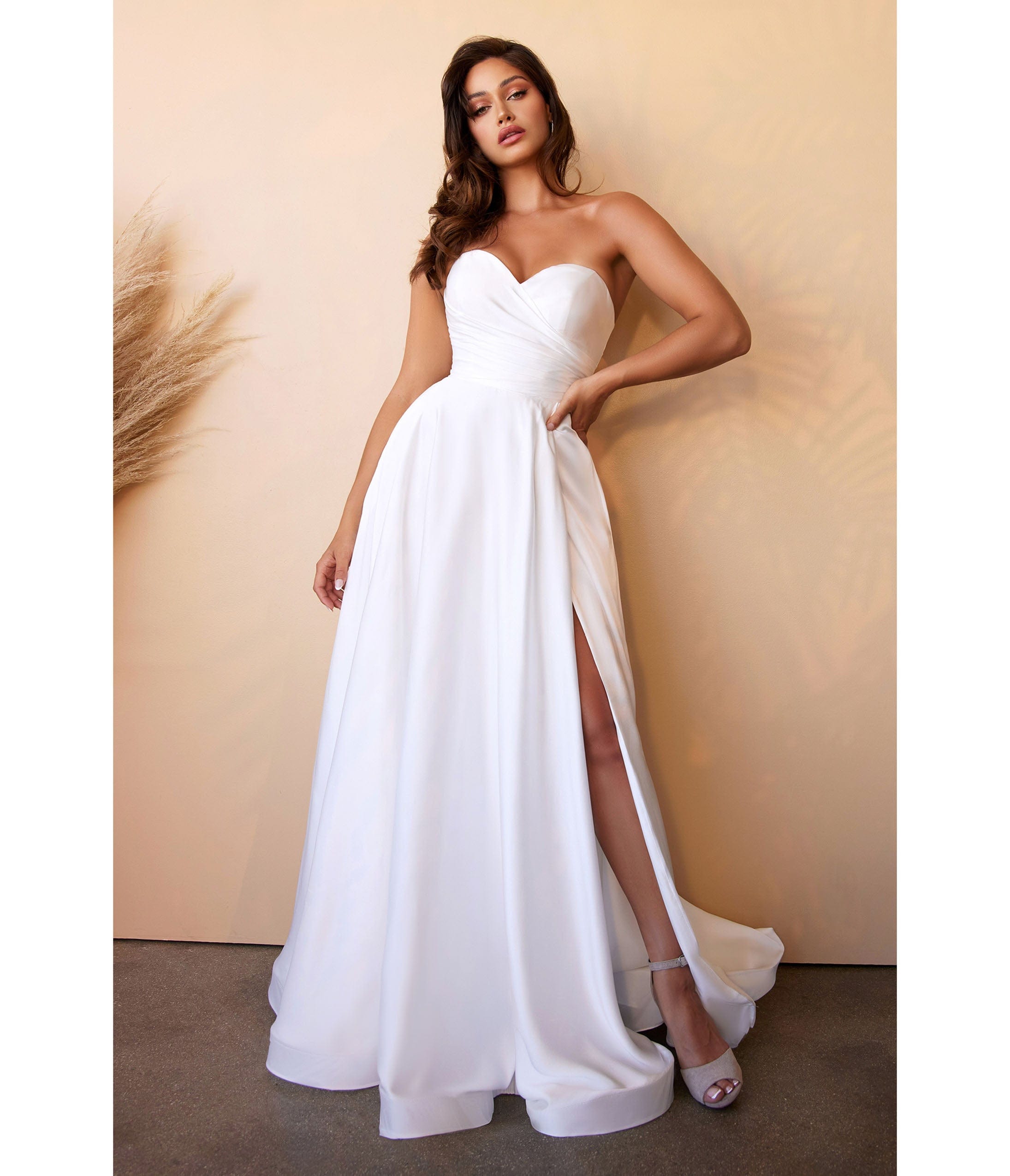  Cinderella Divine White Strapless Sweetheart Satin Bridal Gown